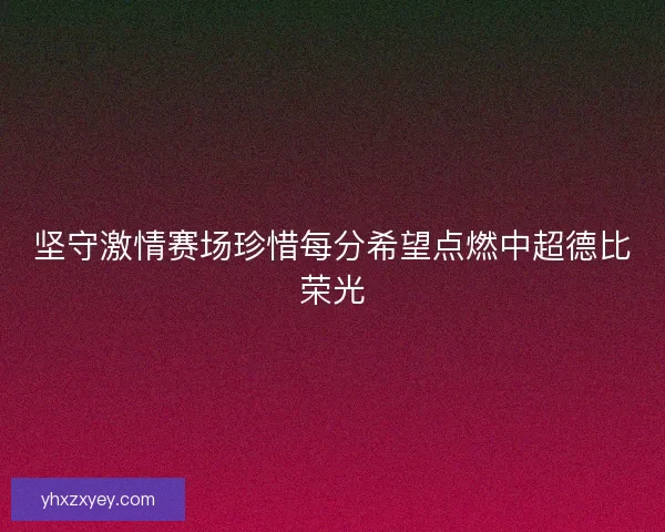 坚守激情赛场珍惜每分希望点燃中超德比荣光
